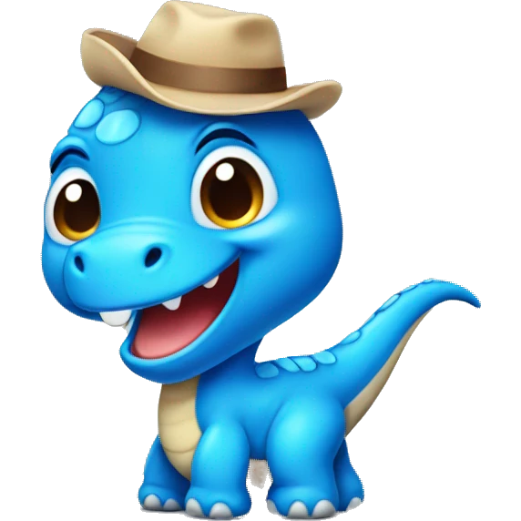 Cute blue dinosaur with bow emoji