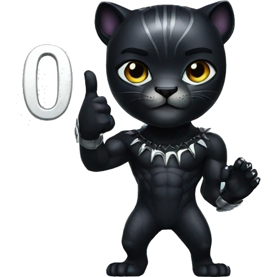 A black panther holding a phone with the number 0 in its paws emoji