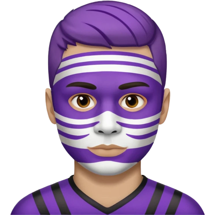 maak en emojie die paarse en witte streppen op zijn gezicht heeft want hij is een suporter van anderlecht emoji
