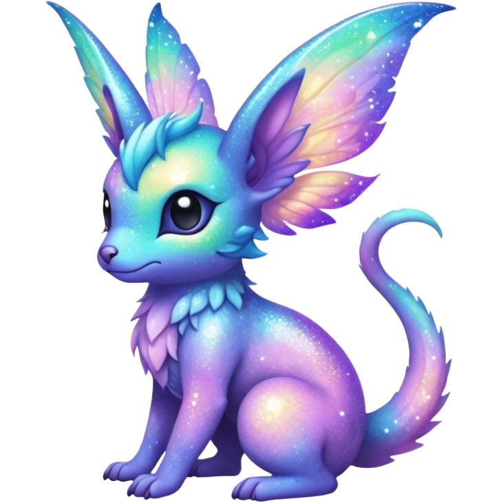 Pastel nebula furry realistic glittery Randomly-faerie-drake-colored sparkly exotic Fakémon-creature emoji