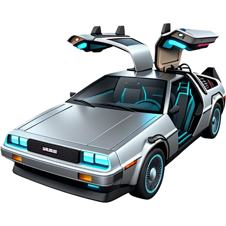 futuristic DeLorean car with glowing Tron-inspired lines emoji