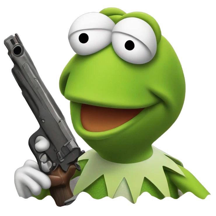 Kermit with a gun emoji