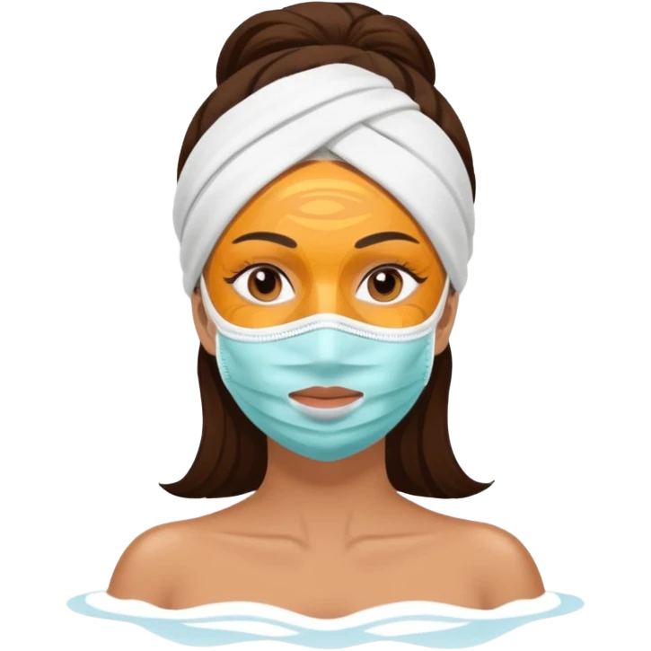 Lady with face mask spa beauty full face relaxing emoji