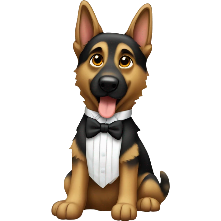 Flying German Shepard dog with white tie emoji