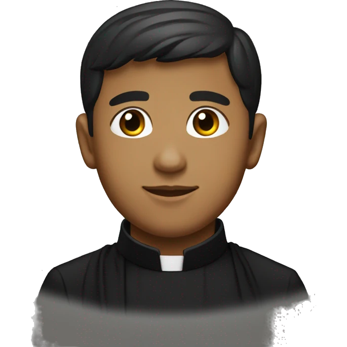 young latino catholic priest in a black cassock with a Roman collar  emoji