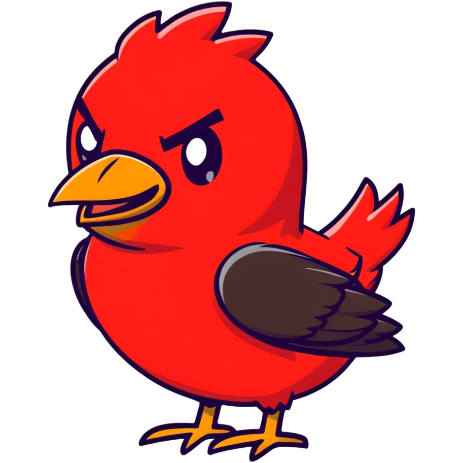 Red bird from Angry Birds game with angry expression emoji