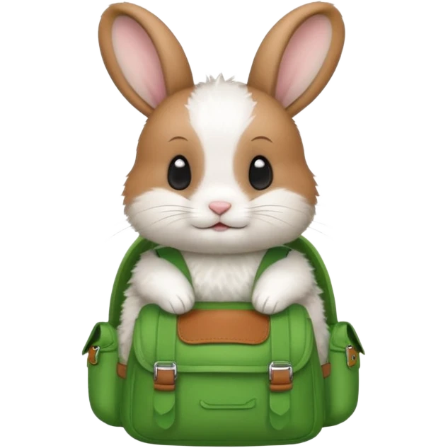 baby rabbit wear green backpack emoji