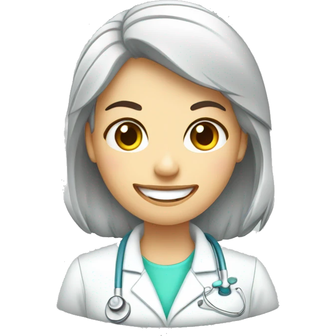 Dentista mujer con dibujo de diente emoji