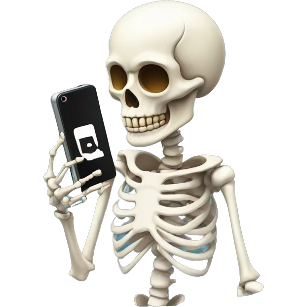 Skeleton holding phone emoji