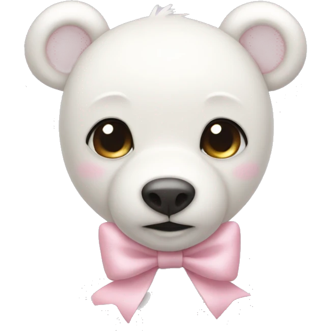 White teddy bear with light pink bow on the ear emoji