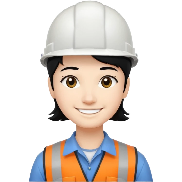 Ingeniera industrial casco blanco y cabello negro emoji