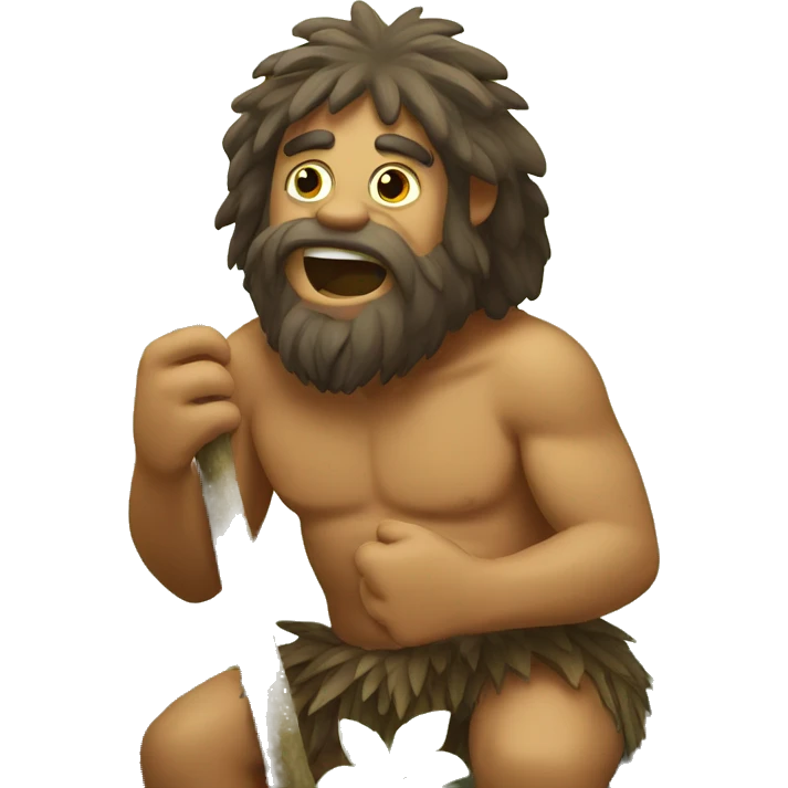 caveman chewing a stick plant emoji