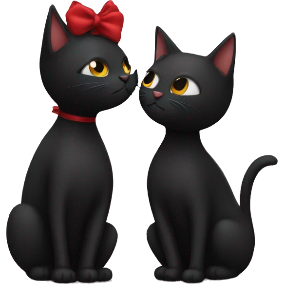 black cat and red cat kissing emoji