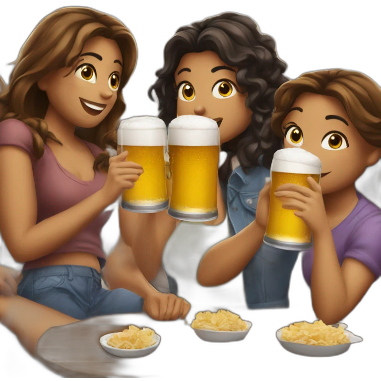 4 chicas tomando una cerveza emoji