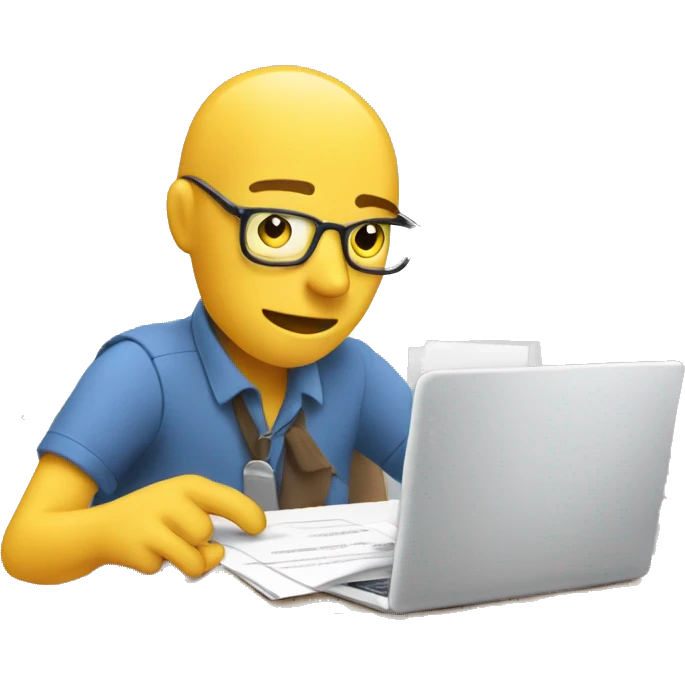 person with many arms filling out paperwork and working on a computer emoji