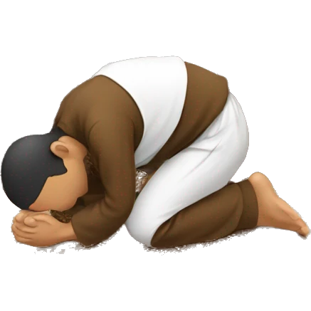 Brown Muslim praying on rug emoji