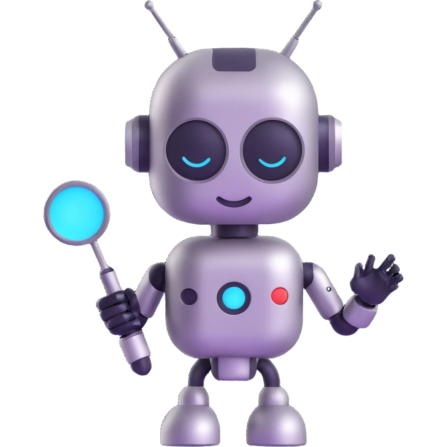 futuristic AI chatbot emoji with metallic texture and antenna emoji