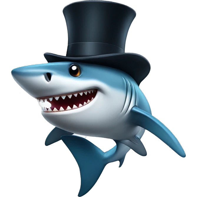 Shark with a top hat emoji