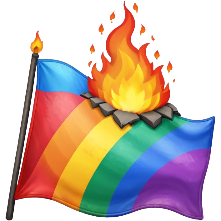 destroyed by fire lgbt flag  emoji