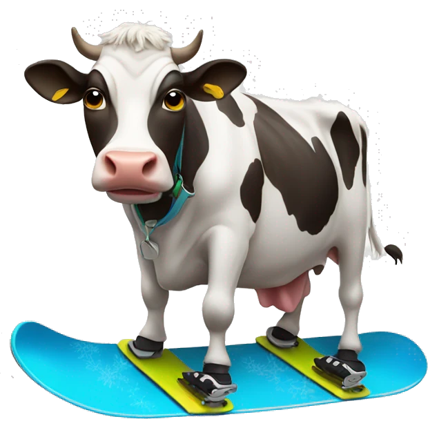 Cow on snowboard emoji