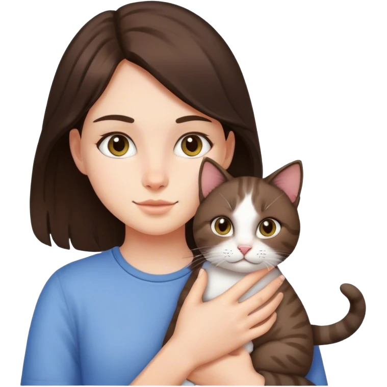 brunette teenager holding cat  emoji