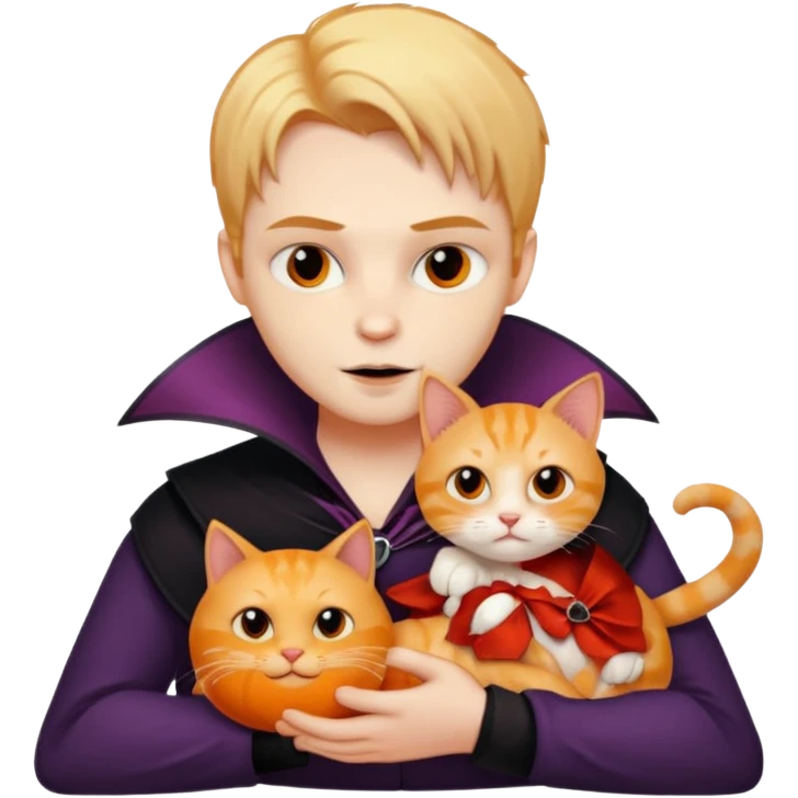 vampire cradling orange tabby emoji