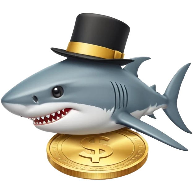 shark with tophat embedded on token coin   emoji
