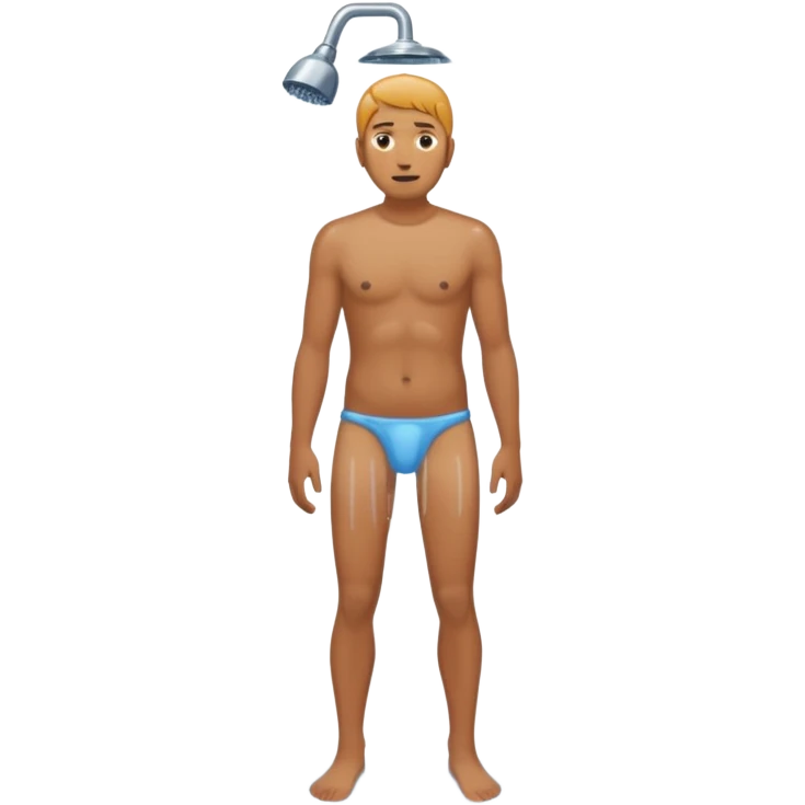 Man in shower full body no underwear emoji