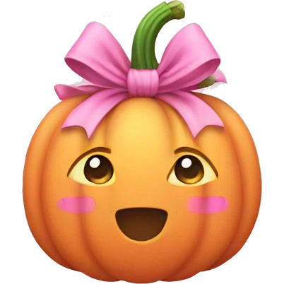 Light pink soft Pumpkin with a pink bow emoji