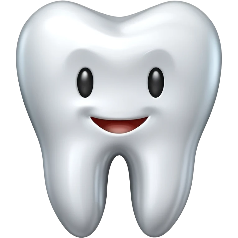 human tooth emoji, smooth chrome ceramic-metal texture, clean medical luxury aesthetic, isolated on white, no face emoji