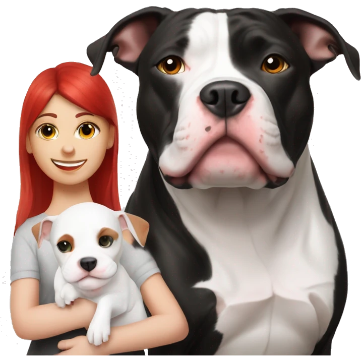 Black and white pitbull with red head girl owner emoji