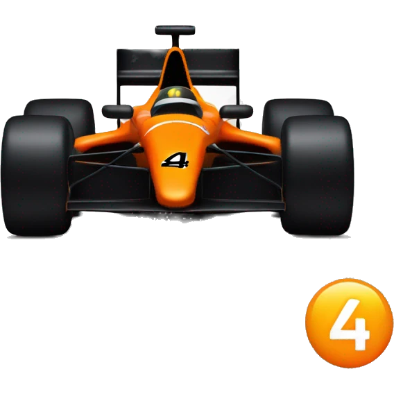 Orange papaya and black coloured formula one car with a black number 4 on the front  emoji