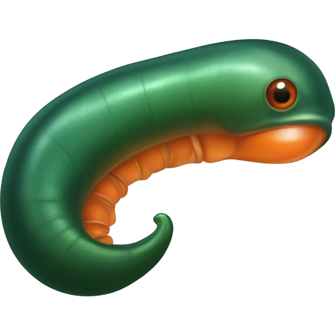 Eight-eyed Dark green and orange medicinal leech with oral suction and caudal suction emoji