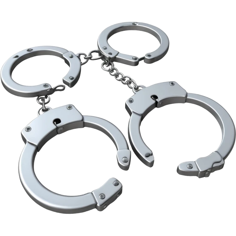 Hyperrealistic, mirco-detailed, isolated, 3D rendering, pair of Handcuffs emoji