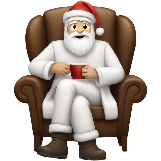 White Santa drinking coffee in chair  emoji