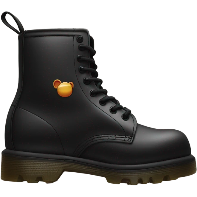 A black doc Martens saying pog emoji