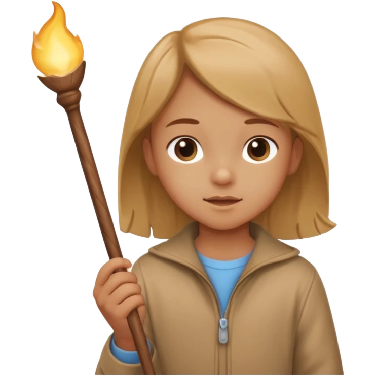 A bright child blows into a stick emoji