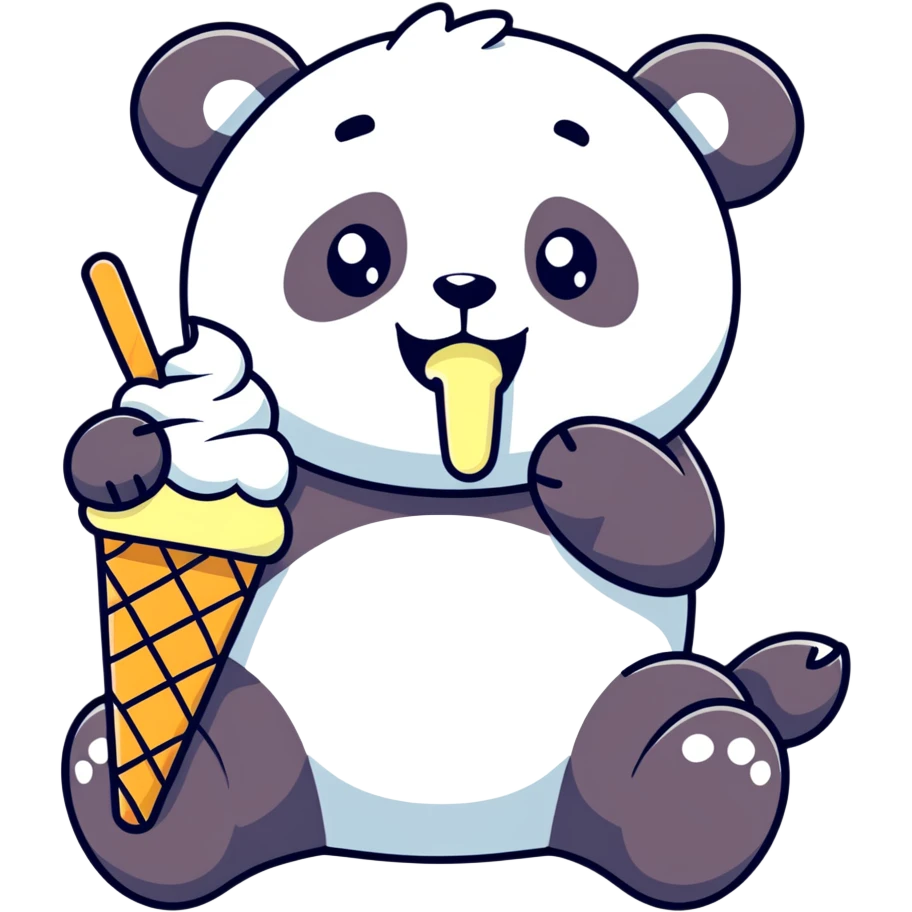 Panda eating ice cream emoji