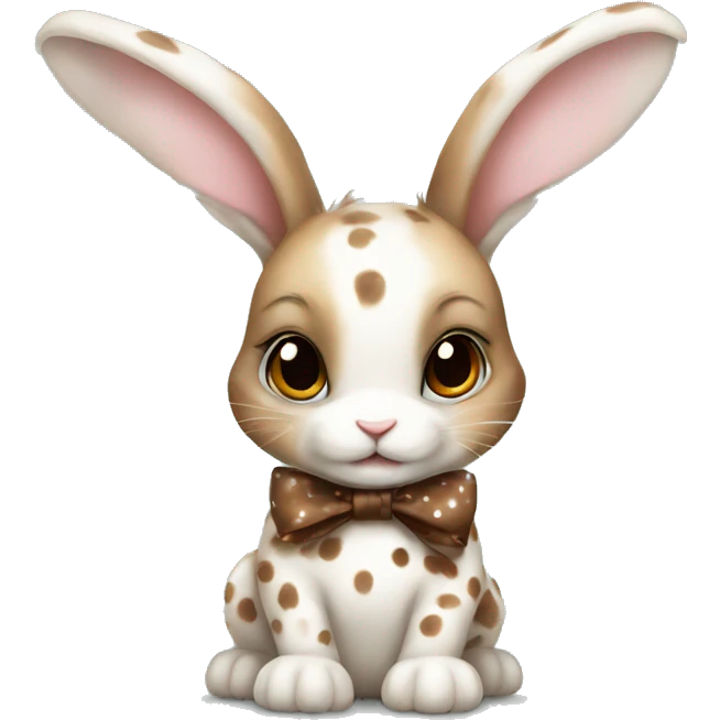 realistic baby bunny with spots with and a brown bow emoji
