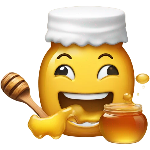 emoji smiling and eating honey emoji