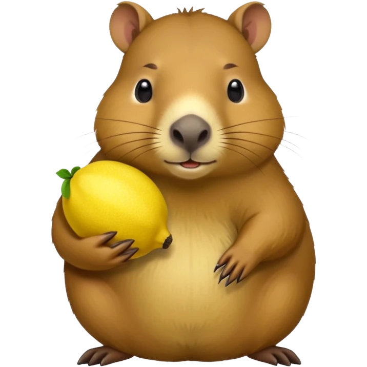 Capybara  holding  lemon emoji
