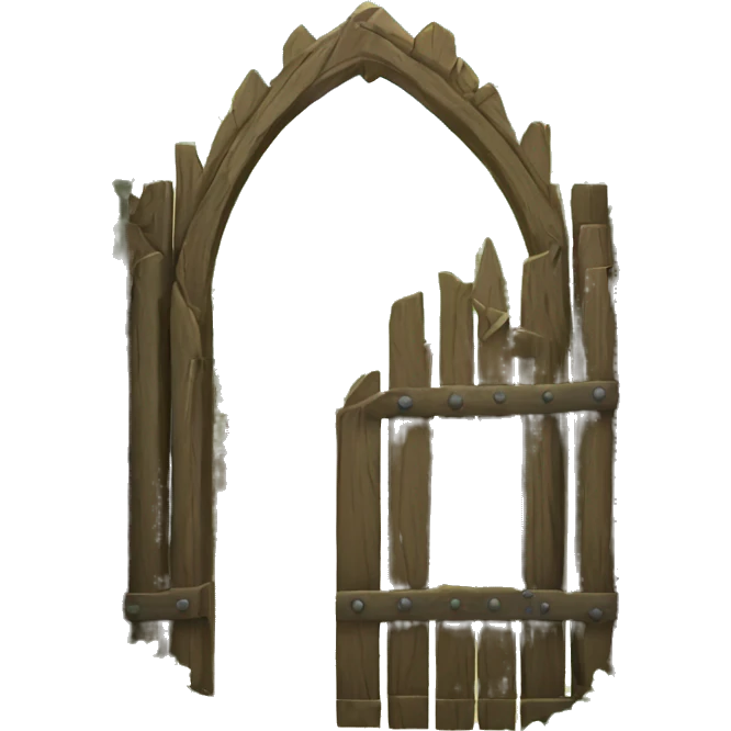 wooden medieval gate with plants emoji