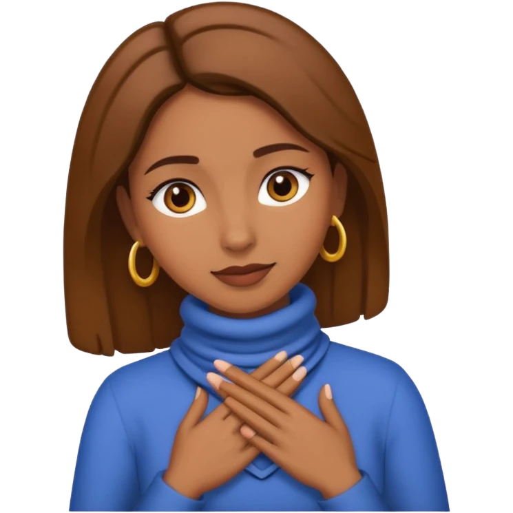 a brownskin emoji woman with her hands around her neck emoji