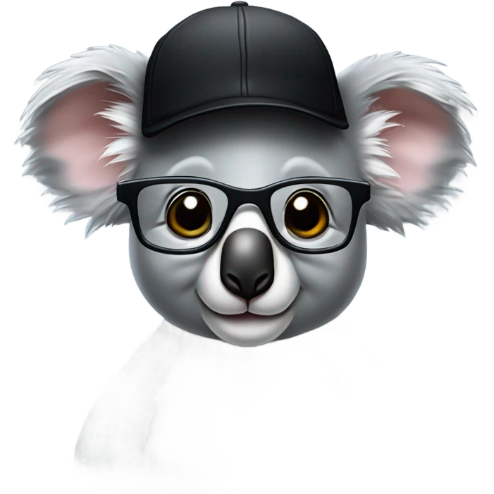 Koala with black cap and reading glasses  emoji