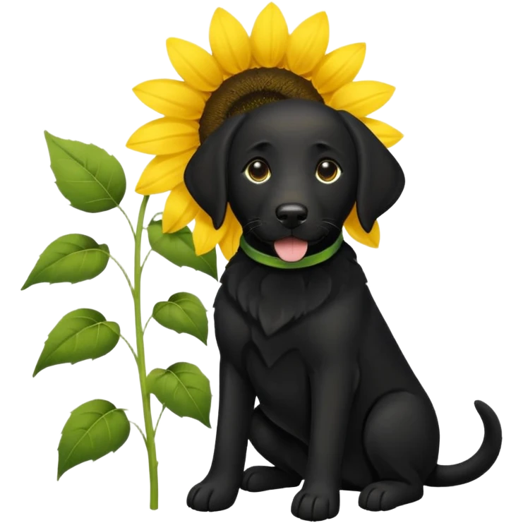  Black Labrador retriever and sunflower  emoji