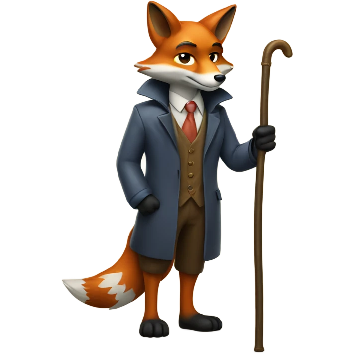 fox with a cane in hand emoji