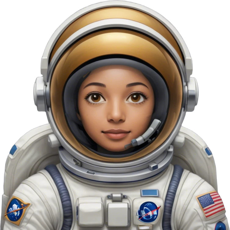 Cinematic Realistic mystery Astronaut visor down – A highly detailed depiction of an astronaut in a state-of-the-art space suit, floating weightlessly in the vast expanse of space. The reflective visor hides the face so we only see the reflection, while intricate suit details and soft lighting create an immersive sense of realism. emoji