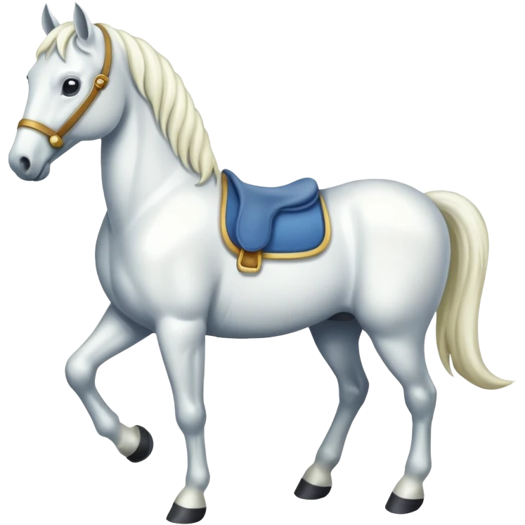 Un cheval blanc avec 4 pattes à l’avant et 4 pattes à l’arrière  emoji