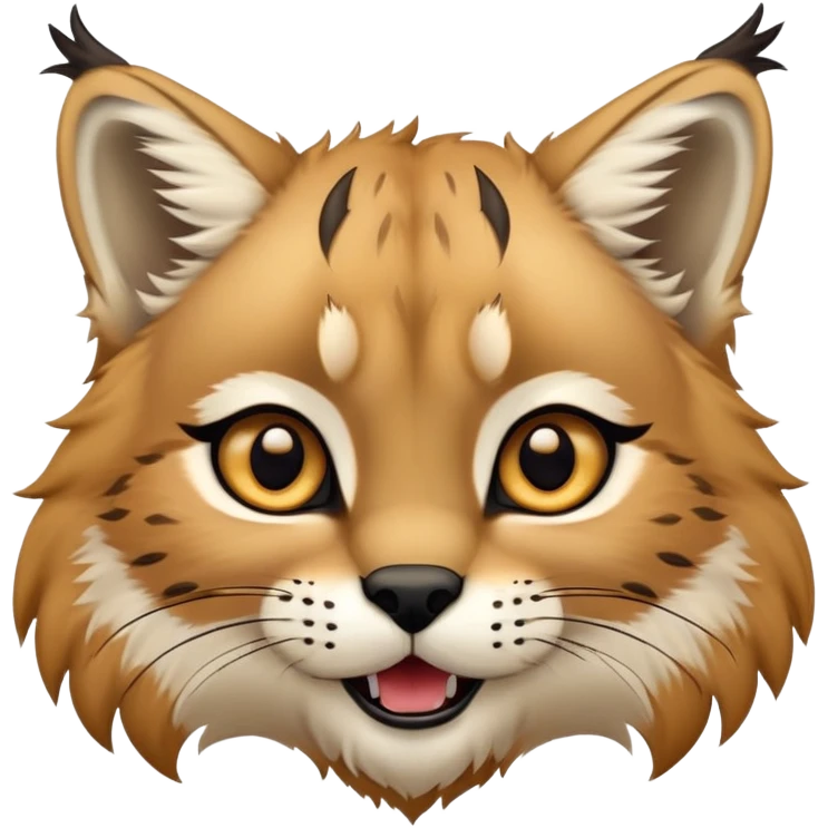 Cinematic-realistic cute-Lynx-Portrait-Emoji – Head tilted dramatically with an exaggeratedly amused expression, featuring a thick, tufted golden-brown coat with striking black ear tufts, wide, expressive amber eyes filled with playful disbelief. zoomed out to show fluffy fur emoji