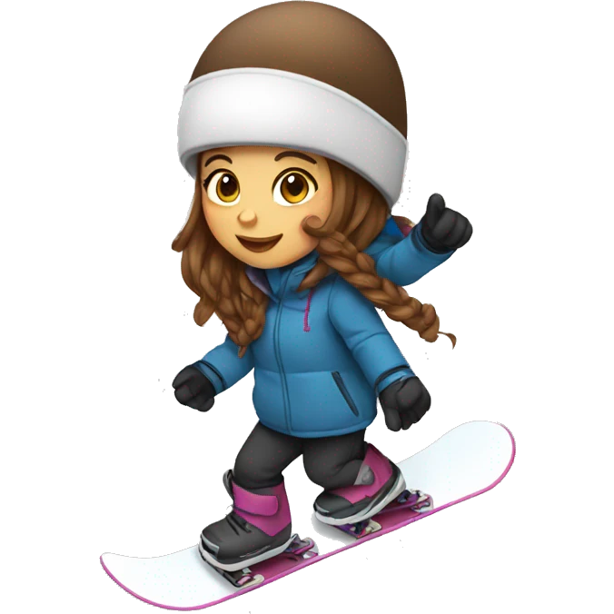 girl with brown hair snowboarding  emoji